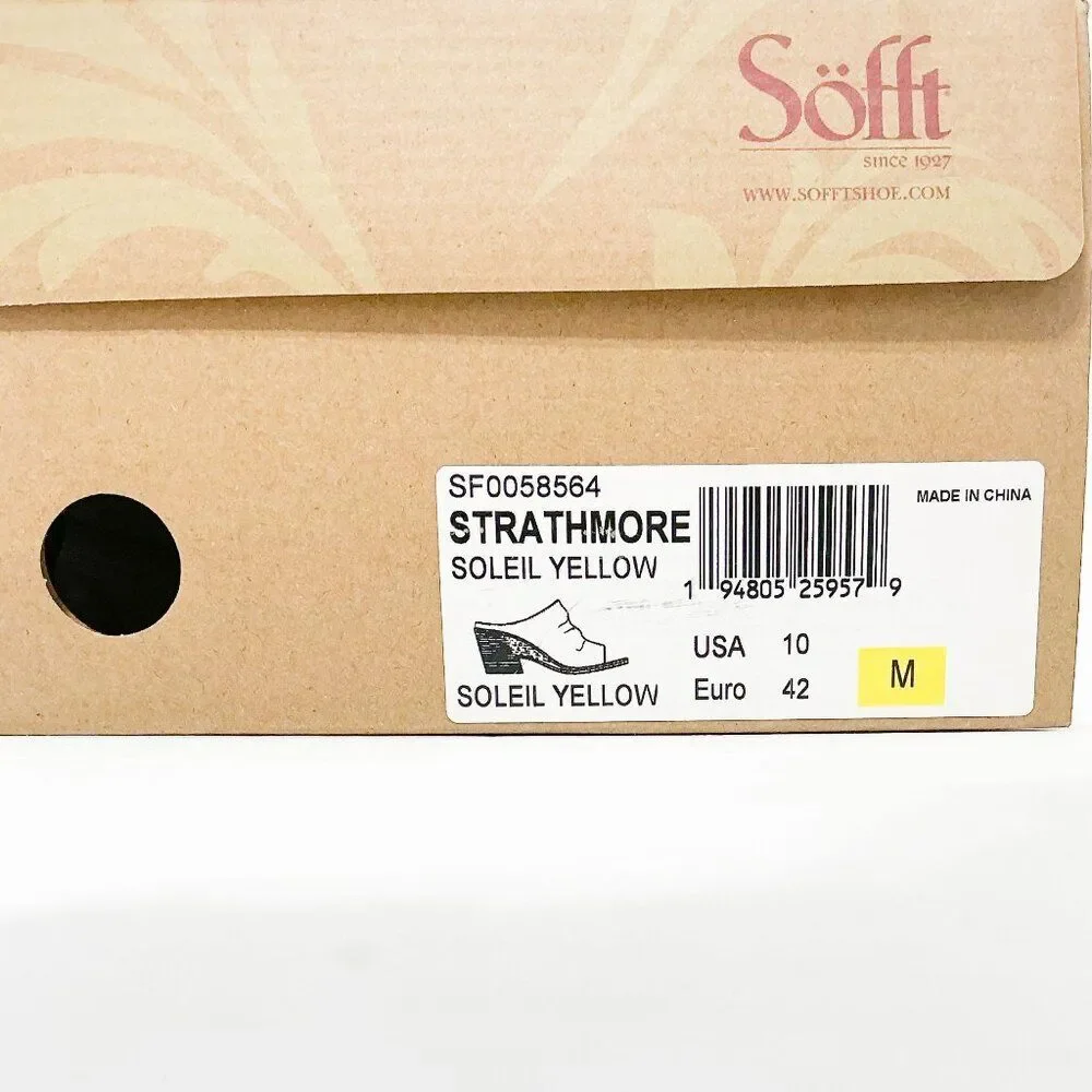 Sofft Strathmore NWB Sz 10 Soleil Yellow Luxe Italian Ruched Slide Wedge Shoes
